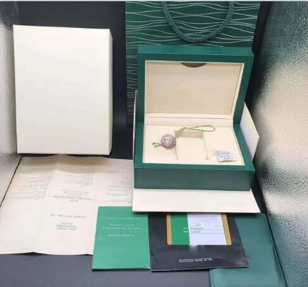 Y Green di lusso con orologio in legno originale orologio in scatola di casi di scatole di carta Carta Carta Portafoglio Accessori Accessori Orologio da polso AAA Orologi Scatole