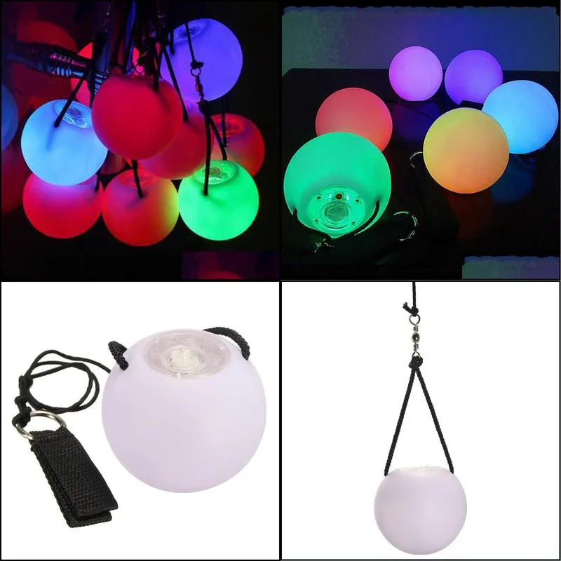 Wholesale- Hot Sale Pro Flashing LED Multi-Coloured Glow POI Thrown Balls Light up For Professional Belly Dance Hand Props Waterproof