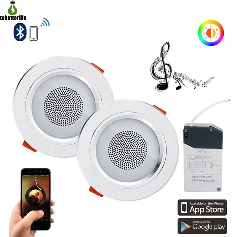 Mini música inteligente LED teto luzes moderno áudio downlight musica lâmpada de música app controle sala de estar quarto iluminação de cozinha