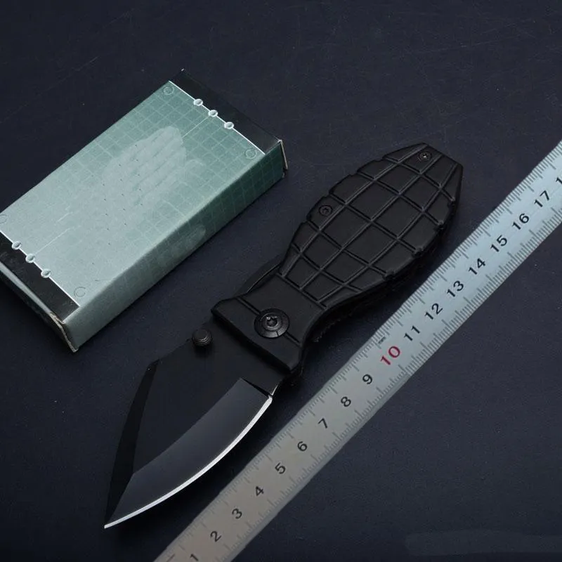 1pcs 포켓 접이식 나이프 440C 블랙 블레이드 알루미늄 핸들 소매 상자 패키지와 야외 생존 전술 칼