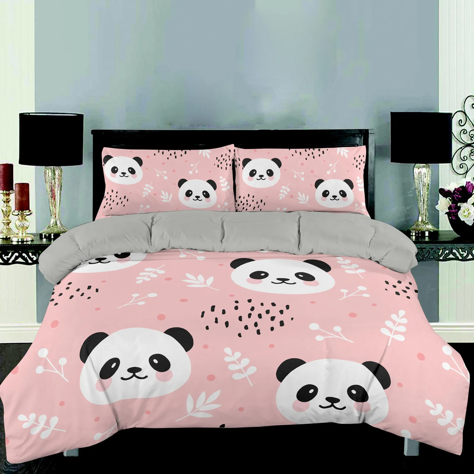Juego de sábanas CVHouse Kawaii Panda tamaño queen, juegos de cama Kawaii  Cute Panda para niñas, niños y adolescentes, bonitos juegos de sábanas  bajeras Panda, 1 sábana encimera y 1 sábana bajera