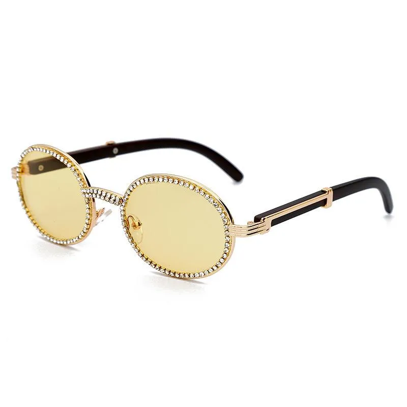 Lunettes de soleil ovales Vintage de luxe pour femmes, rétro, rectangulaires en diamant, lunettes de soleil Stempunk pour hommes et femmes