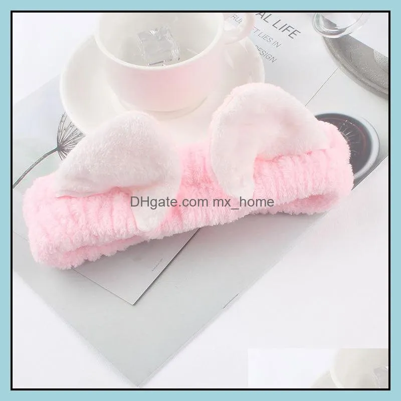 Women Girls Flannel Cat ears headbands Wash face makeup Cartoon Princess Hairband Boutique Hair Accessories 15 colors Bandanas Z4622