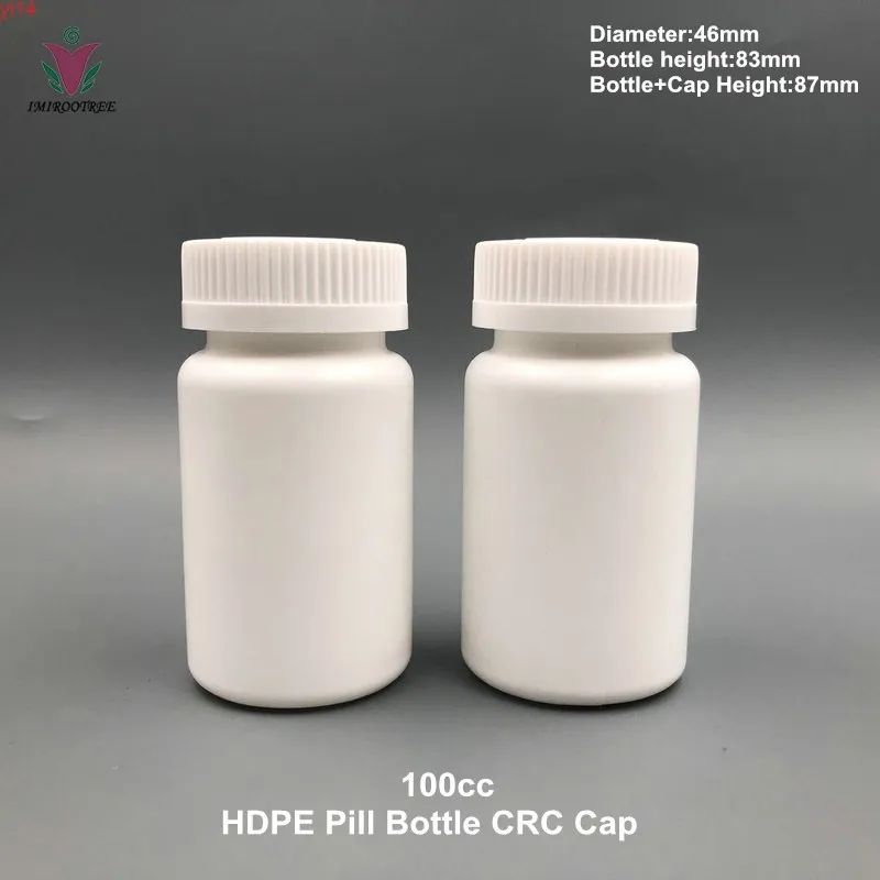 Envío gratis 30pcs 100 ml HDPE Botella de cápsula de plástico blanco con tapa CRC y aluminio SealGood Qualtidad