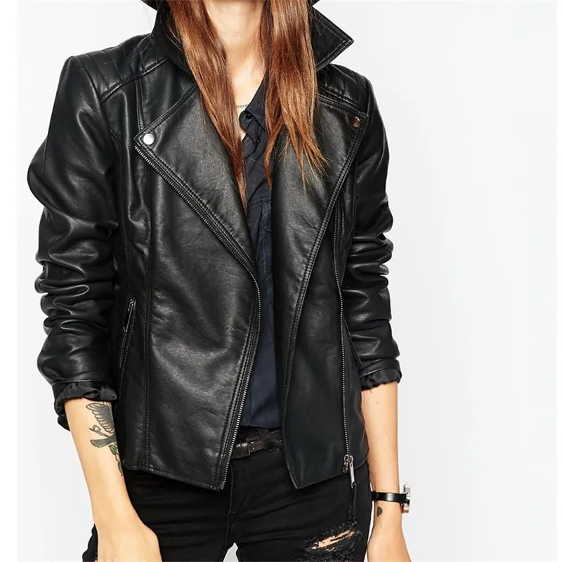 New Womens Short Leather Jacket - Trendy Autumn Style