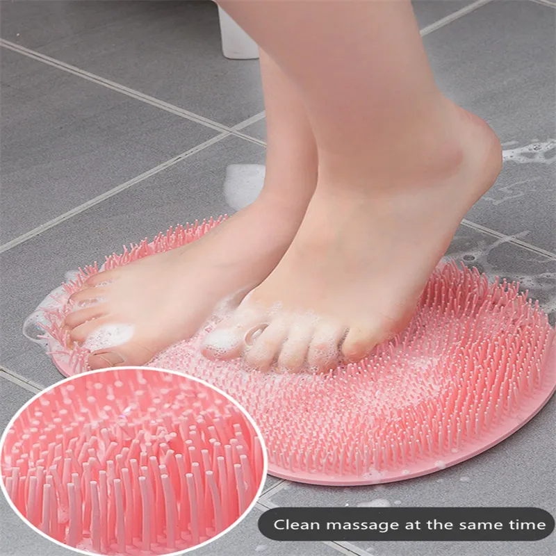 Brosse de lavage des pieds Matériau en silicone TPR Tapis de douche de massage pour salle de bain 6 couleurs Tapis de bain Tapis de bain pour baignoire Ventouses antidérapantes résistantes à la moisissure Tapis antidérapant