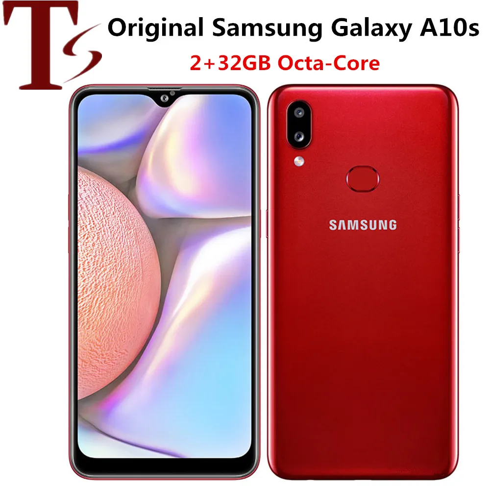 Téléphone portable double SIM Samsung Galaxy A10S A107F/DS remis à neuf Android 9.0 2 Go de RAM 32 Go de ROM 6.2" 13MP 4000mAh 4G Téléphone 1pc DHL