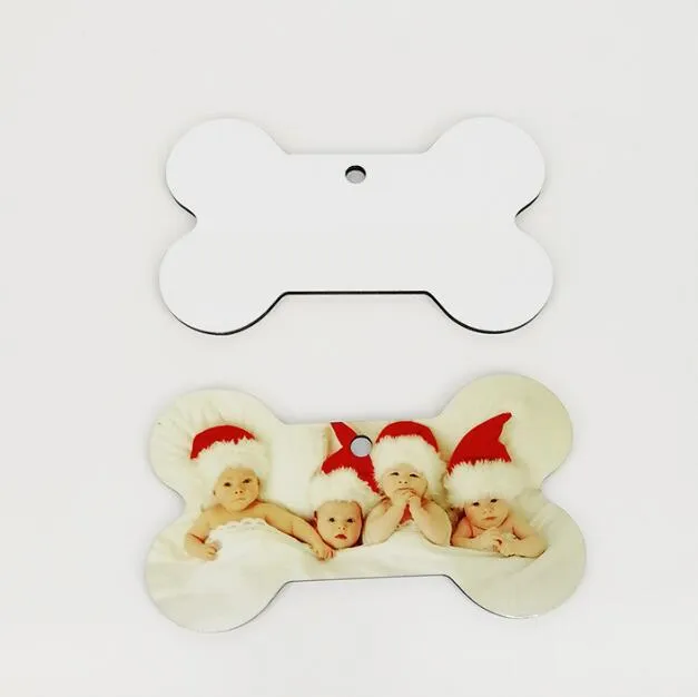 150pcs Dekoracje świąteczne Sublimacja MDF podwójna kość pies Kształt Kształt wisiorek Hot Transfer Printing