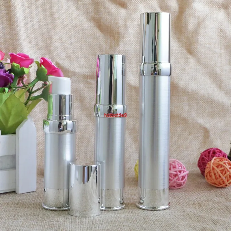 Silberne tragbare Mini-Vakuum-Airless-Reiseflaschen 15 ml 20 ml 30 ml flüssiges Make-up Leere Verpackungsbehälter 100 Stück Großhandelsbestellung