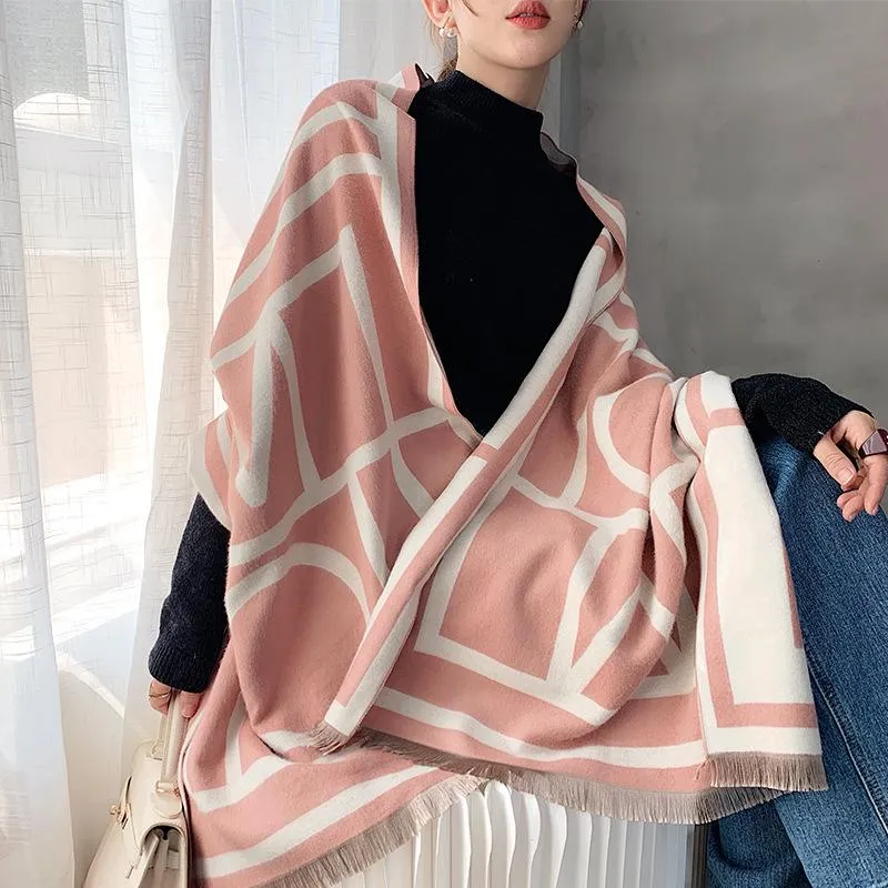 Luxus-2020 Print Winterschal für Frauen Kaschmirschals warme Dame-Tücher und Wraps dicke weibliche Decke