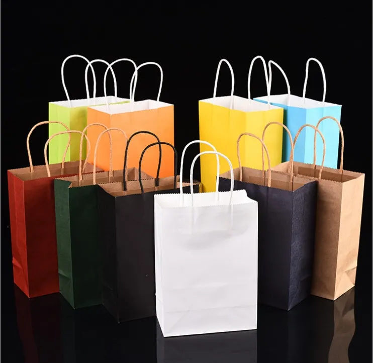 متعددة الوظائف ورقة حقيبة كرافت هدية التفاف حقيبة تسوق أكياس التسوق مع مقابض 21x15x8cm