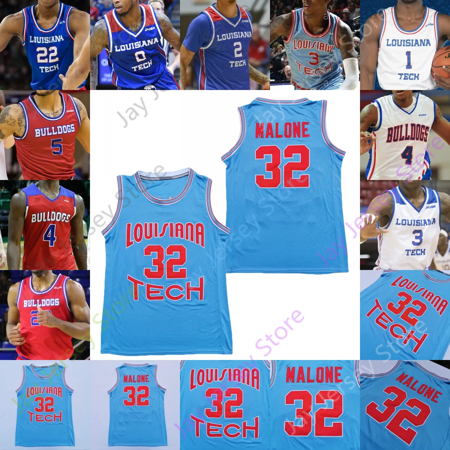 Louisiana Tech Bulldogs Basketbal Jersey NCAA College Malone Daquan Braceey Kalob Ledoux Amorie Archibald Jean Muhammed Brown Millsap