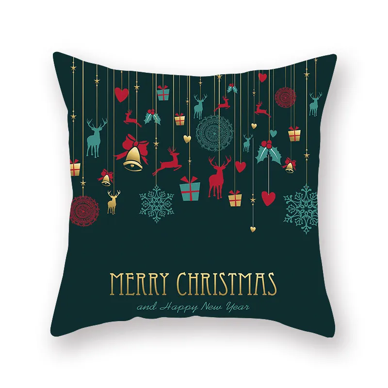 Рождественская красная зеленая подушка подушка диван крышка подушки рождества дома 45 * 45см персиковый кожа бархат рождественская подушка крышка T3i51373