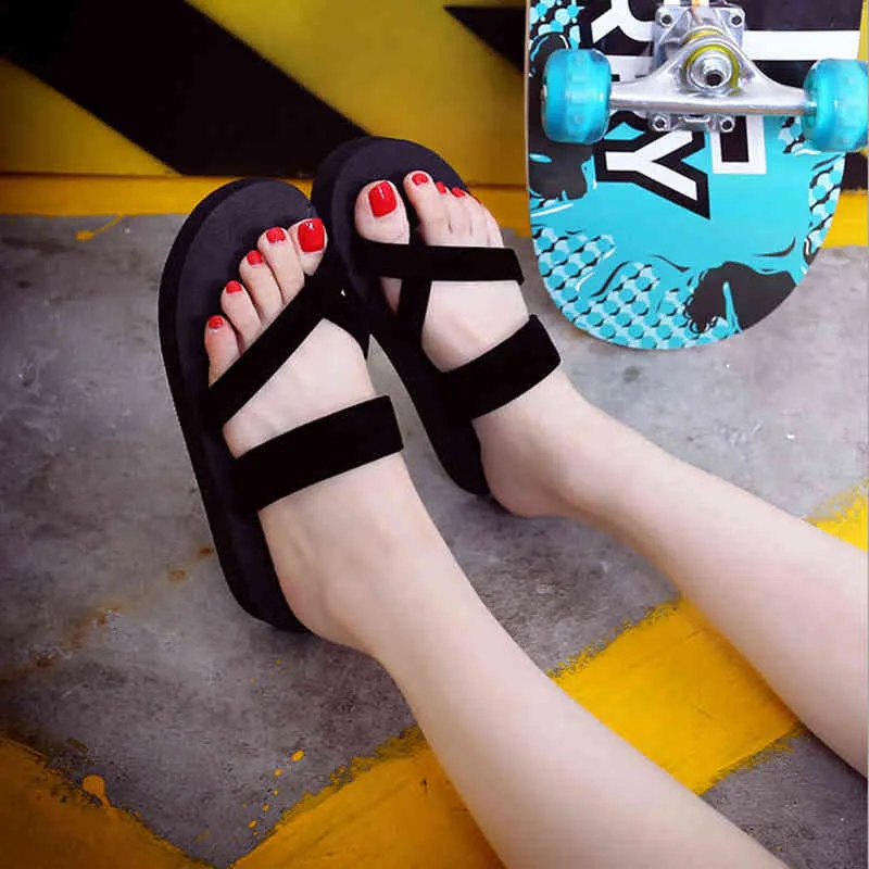 Lady Slippers Shoes Retro Womens Summer Flip Flops Casual Slippers Flat Sandals Beach Open Toe flat slippers for women Y220221