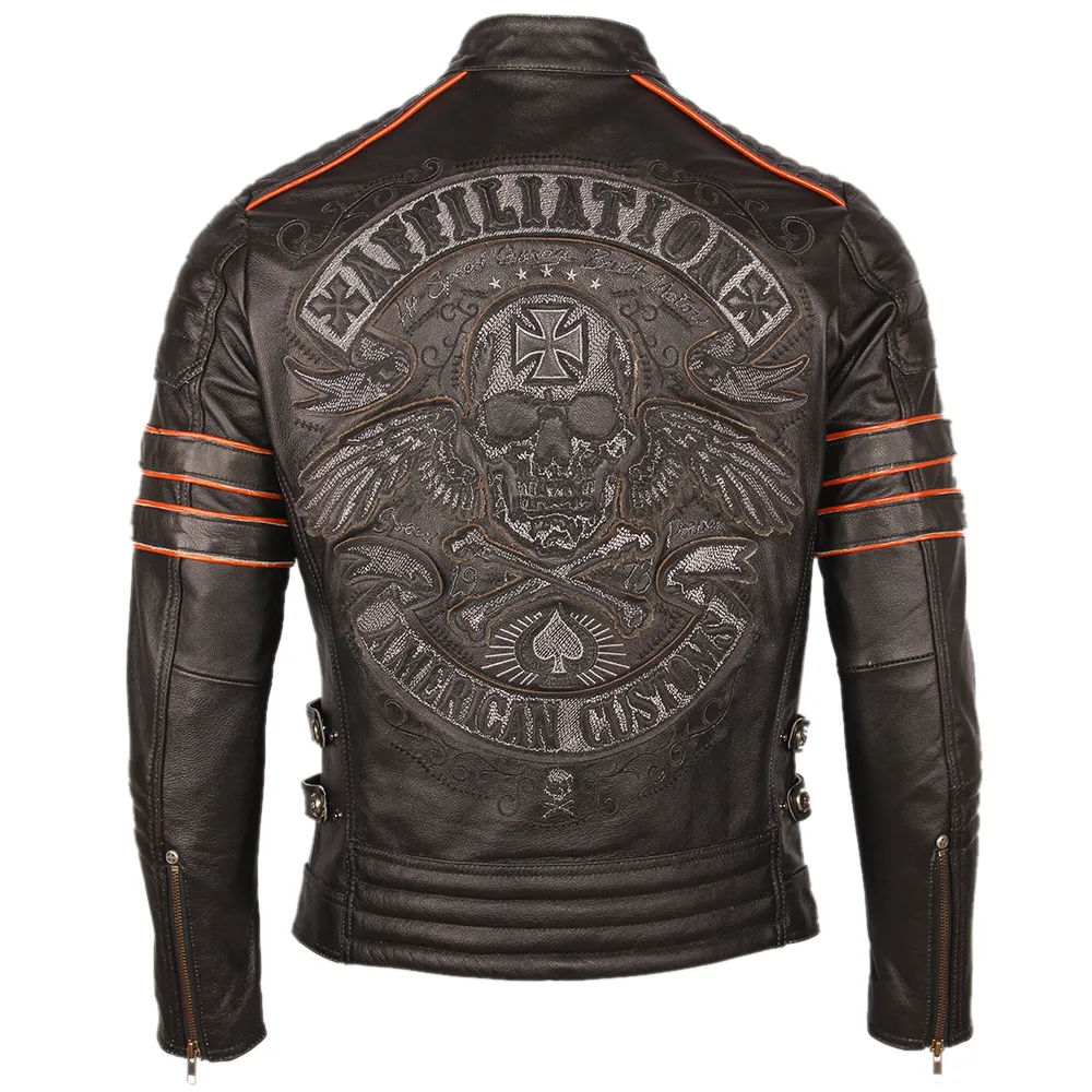 Skull leather jackets motorcycle hotsell