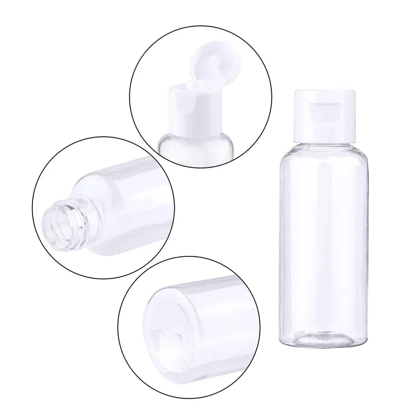 1000pcs PET 50ml bottle Empty Transparent Plastic Bottle Clear Flip Top Cap Empty Packaging Containers can fill rubbing alcohol