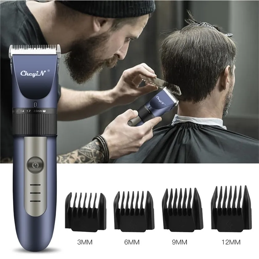 Cortadora de pelo profesional, recortadora de barba recargable para hombres, cuchilla de cerámica de corte eléctrico, máquina de peluquero de bajo ruido 53 220216
