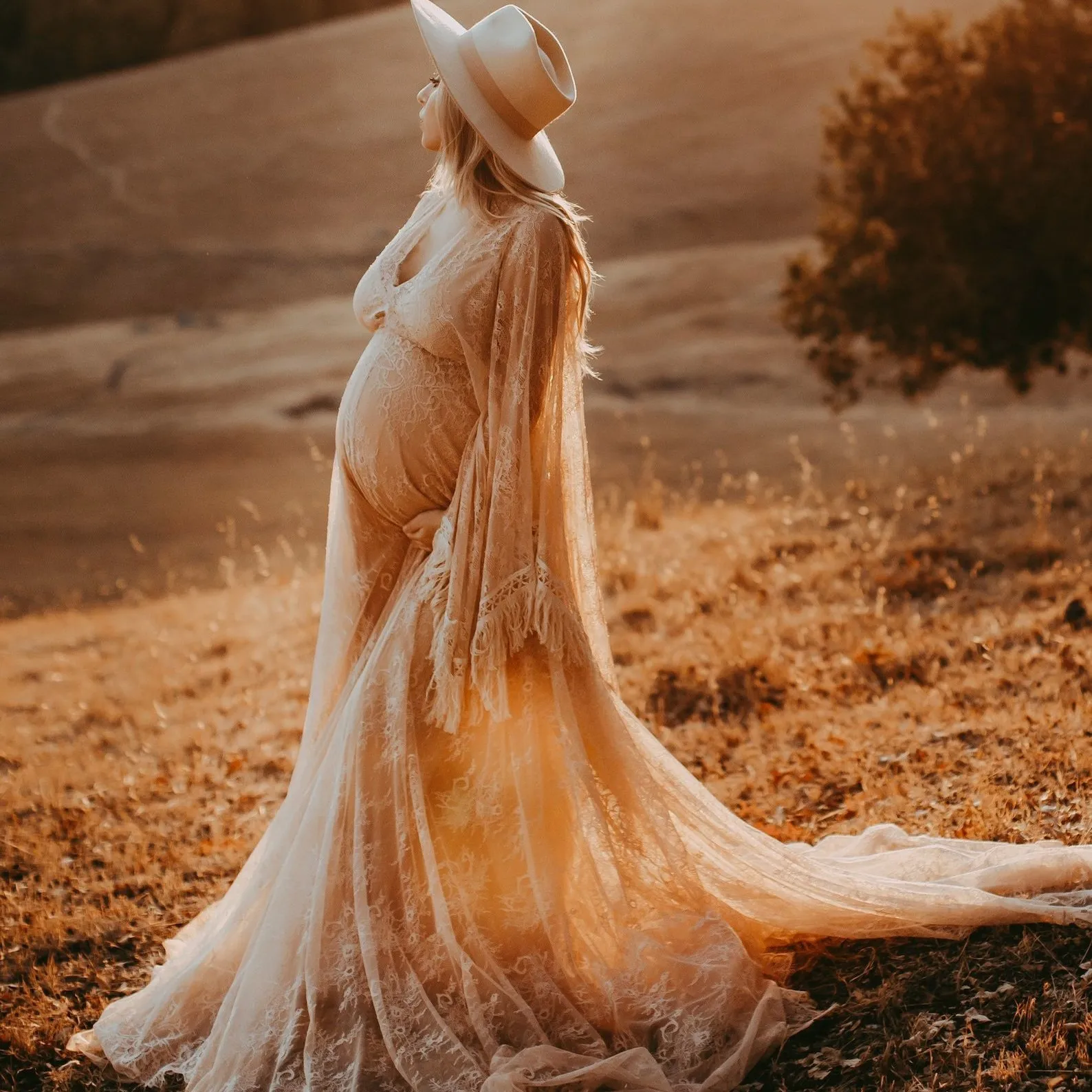 Robe de bal bohème en dentelle pour femmes, manches longues, robes de soirée de célébrité, Style campagnard, robe de photographie de maternité, 2022