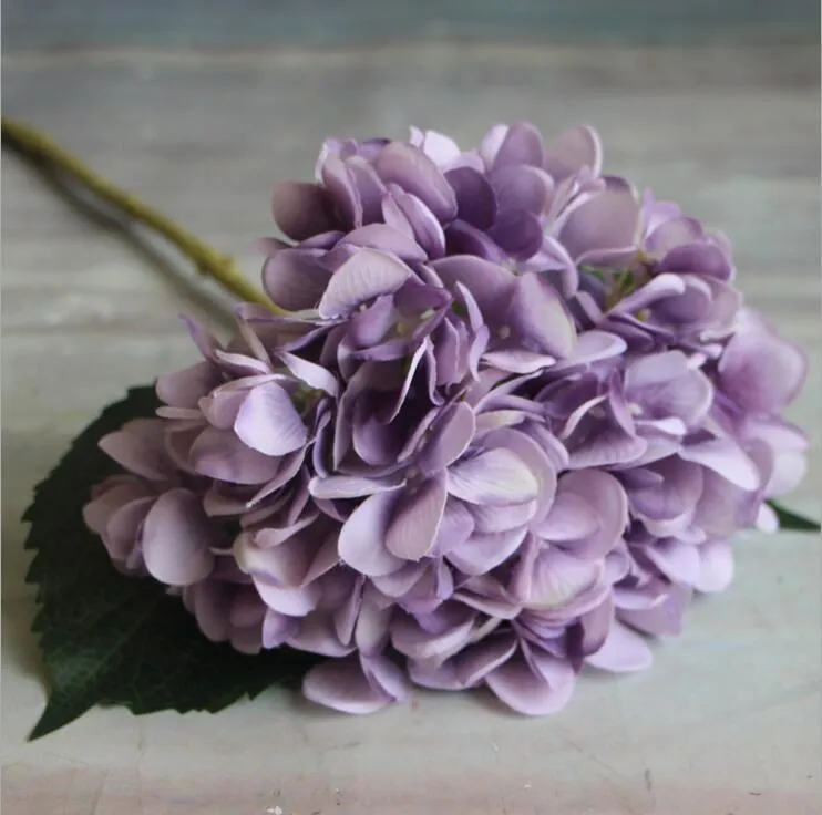 Artificial Hydrangea Flower Head 47cm Fake Silk Single Real Touch Hydrangeas for Wedding Centerpieces Home Party Decorative Flowers