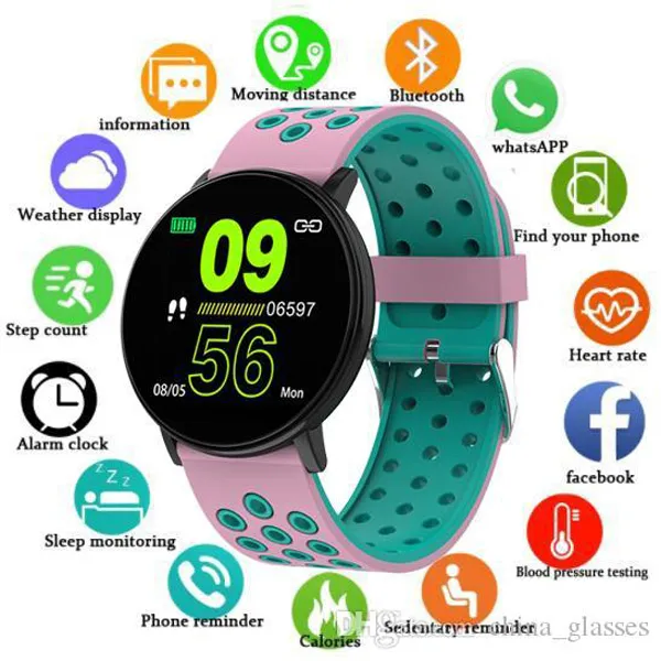 100 ADET W8 Samsung Saatler için Akıllı İzle Spor Izci Bilezikler Kadınlar Kalp Hızı Monitörü Smartwatch Su Geçirmez Spor İzle Android için