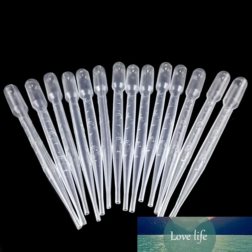 100st 3ml Kapacitet Transparent plast Engångsexamen Graduerade Transfer Pipetter Eye Dropper för Lab Chemicals Experiment Supplies