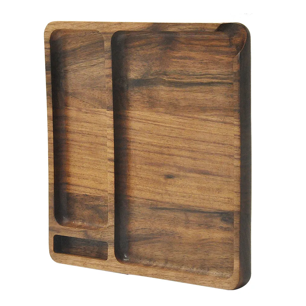 TOPPUFF 190MM * 190MM Natural Walnut Wooden Tray Mutifuction Wood Rolling Tray Wood Rolling Trays Suit King Size Rolling Cone or Paper