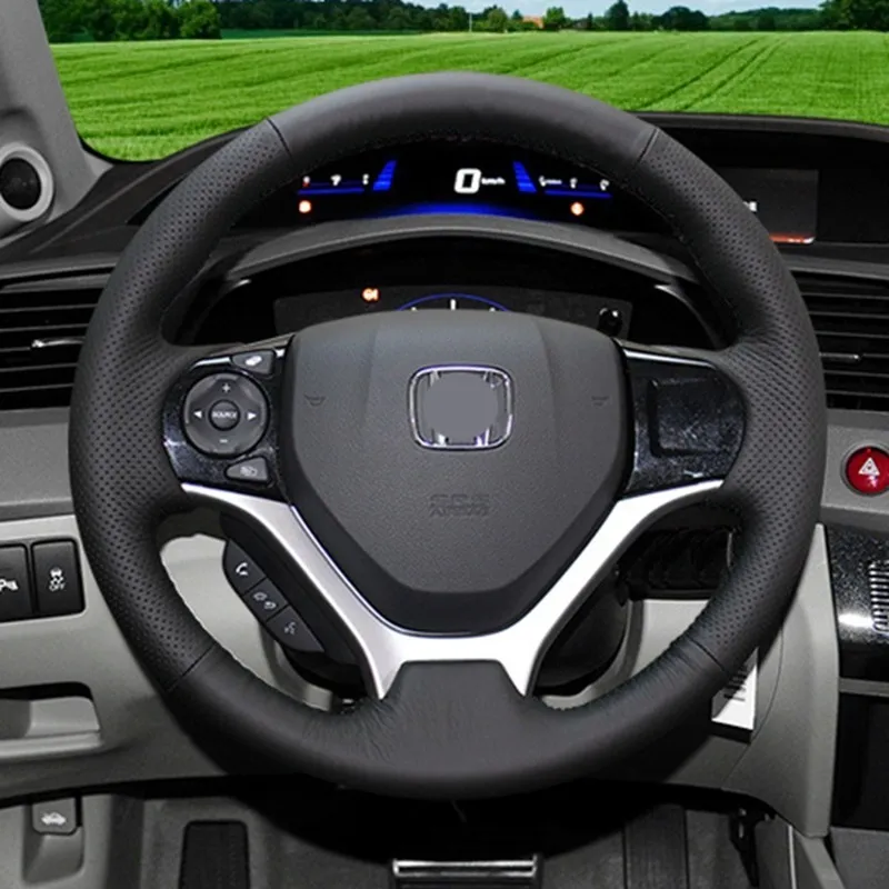 Coprivolante Coprivolante nero in pelle sintetica per Honda Civic Civic 9 2012 2013 2014 2015246h