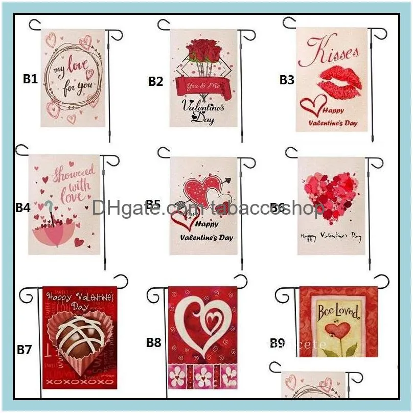 ABCD style Valentine`s day Garden Flag linen holiday courtyard Banner Flags decoration T2I53237