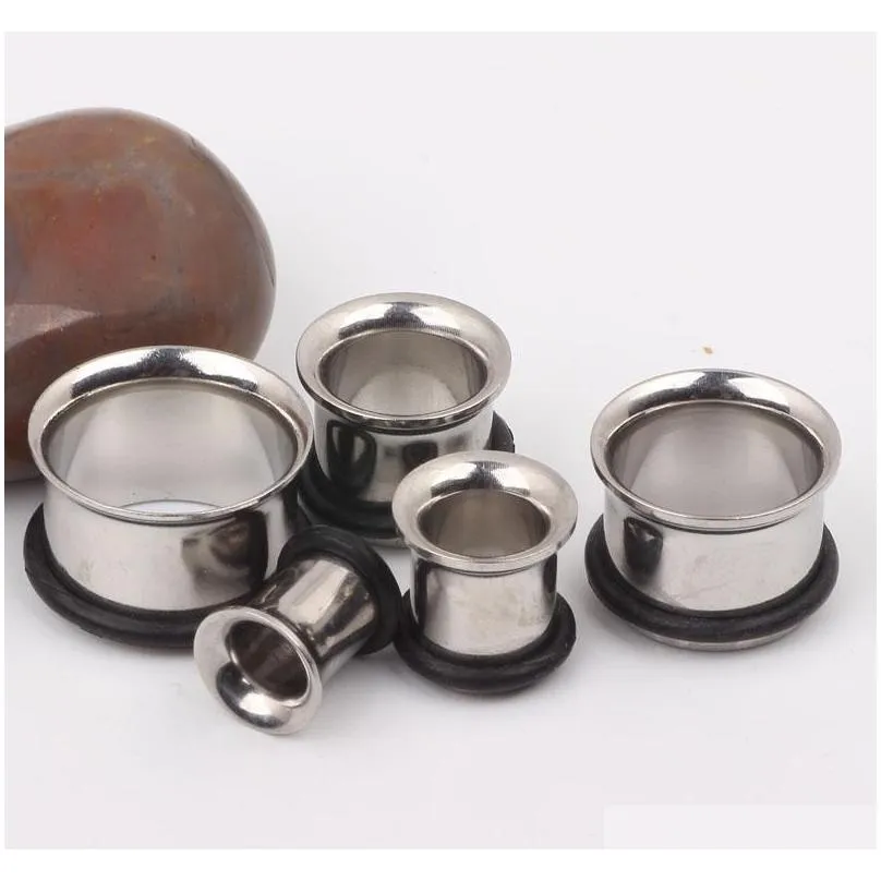 ear plugs f20 mix3-14mm 100pcs/lot stainless steel single flare flesh tunnel piercing jewelry f128