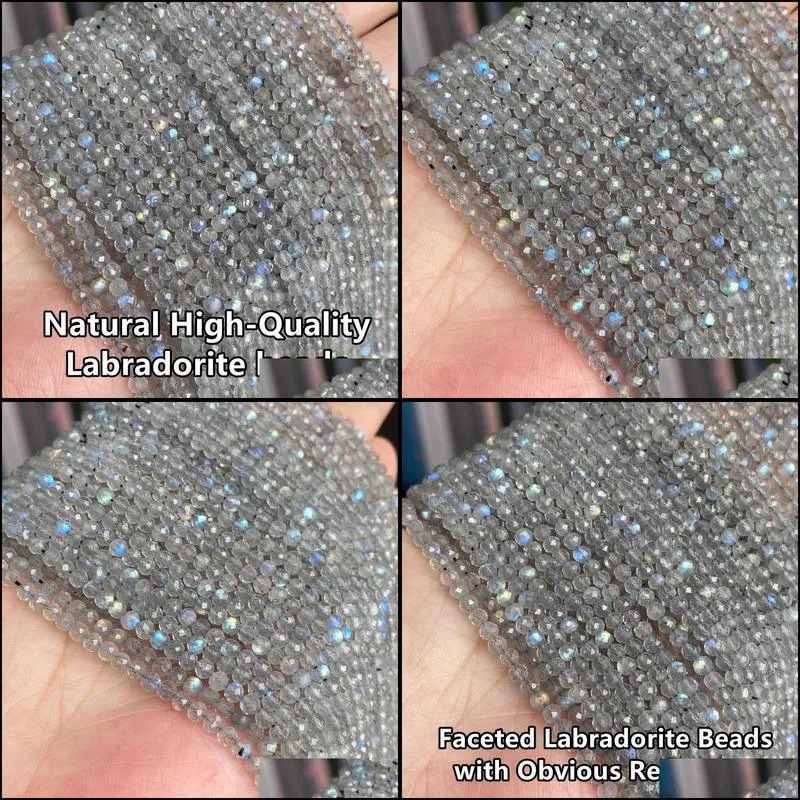 Other Natural Labradorite Faceted Beads 3mm Cutting Loose Reflective For Jewelry Making