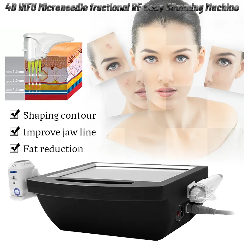 Nouveauté 2 en 1 4D hifu fractionné rf portable machine de lifting de la peau pour anti-âge et anti-rides