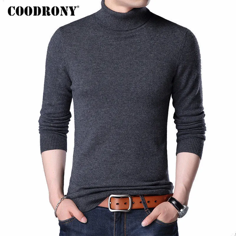 COODRONY Maglione in lana merino Uomo Casual Dolcevita classico Pull Homme Maglioni pullover da uomo in cashmere morbido caldo invernale 310 201123