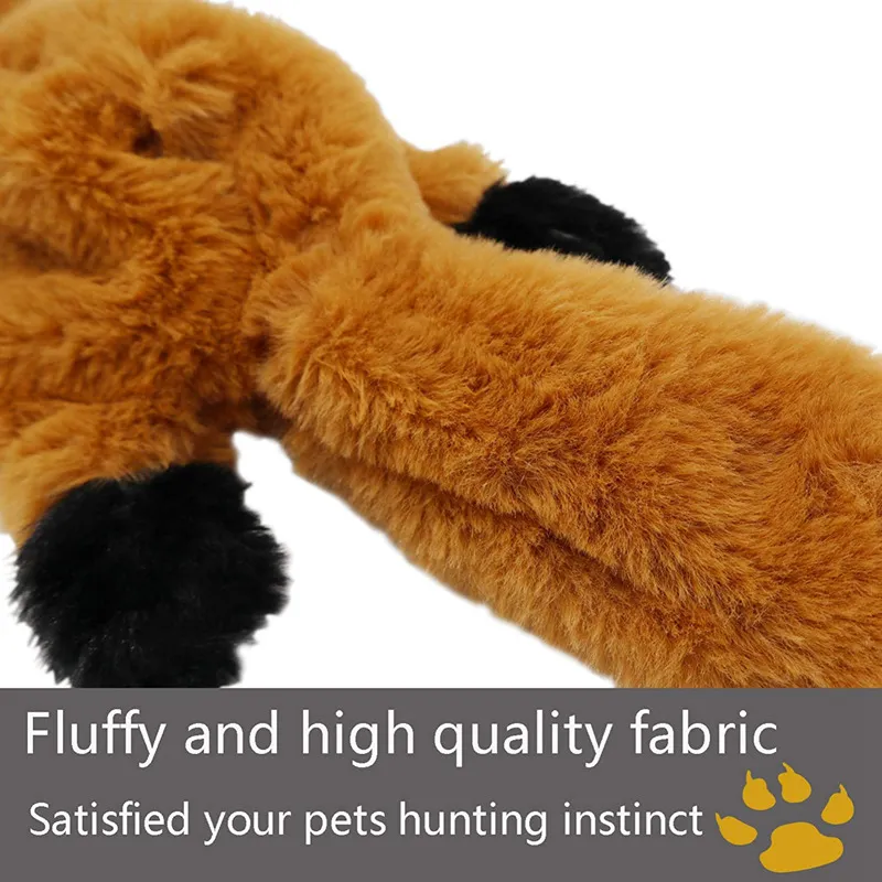 Stuffingless Dog Toys Stuffing Free Chew Toys Set with Squirrel Fox Skunk and Raccoon Squeaky Plush Dog Toy for Medium and Large Dog