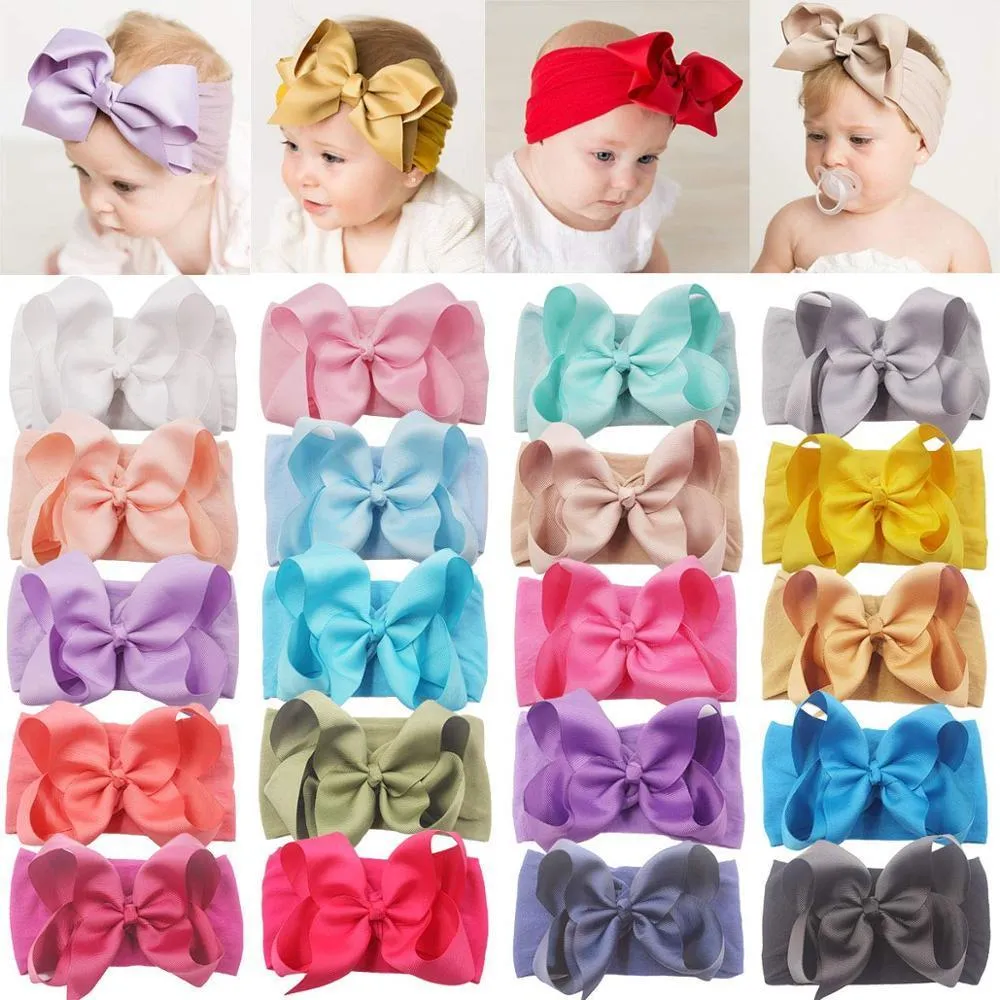 20 peças 6 polegadas macia nylon nylon headbands cabelo arcos headbands hairbands for baby girl toddlers bebês recém-nascidos lj200903