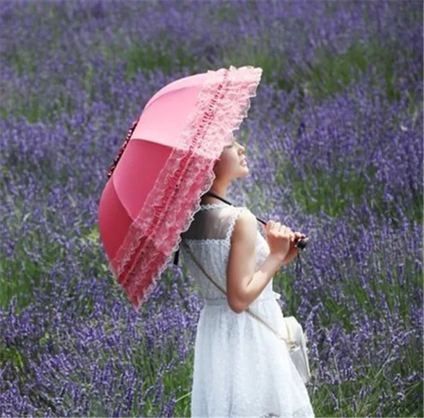 Lady Style Princess Parasol Osobowość Koronki Sun Parasol Shade Rain Lady łuku parasola Styl sądowy