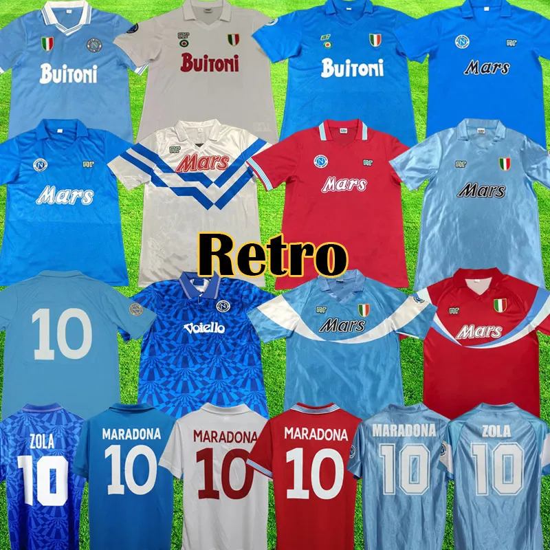 1987 1988 Napoli Retro Soccer Jerseys 87 88 Coppa Italia SSC Napoli Maradona 10 Vintage Calcio Napoli Kit classico Vintage Vintage Napoletan Footba