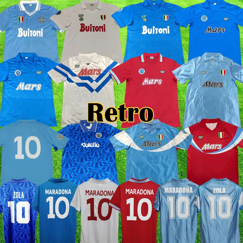 1987 1988 나폴리 레트로 축구 유니폼 87 88 Coppa Italia SSC Napoli Maradona 10 Vintage Calcio Napoli 키트 Classic Vintage Neapolitan Footba