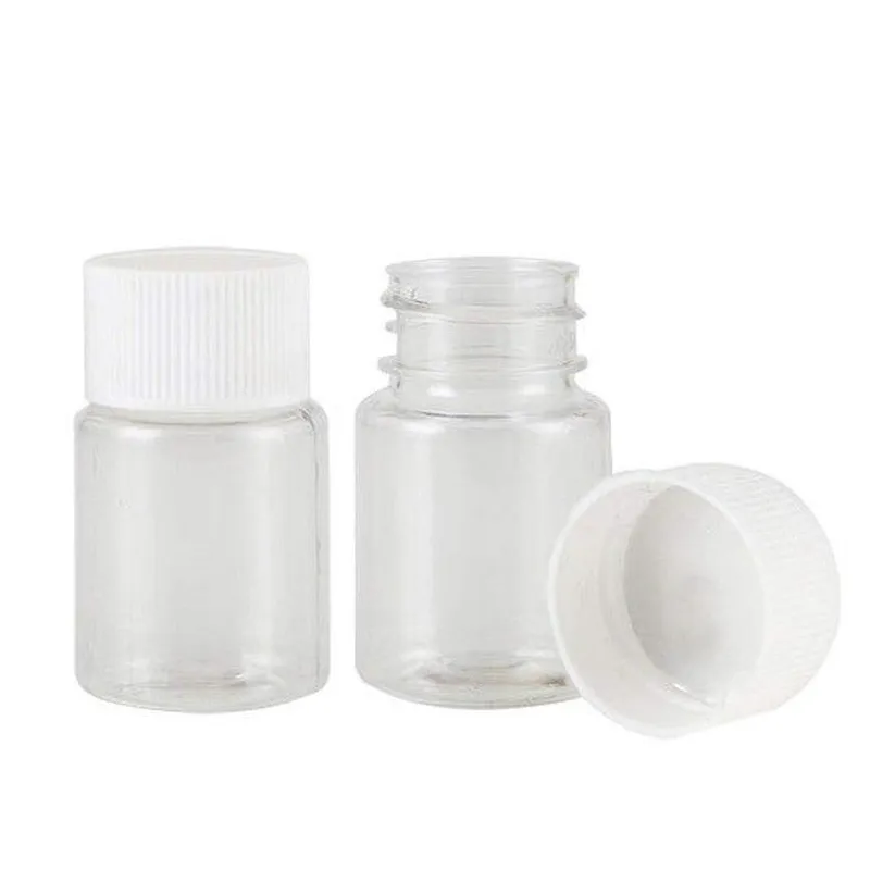 100Pcs Refillable Plastic PET Seal Bottles 15ml 20ml 30ml 50ml Clear Vials Reagent store Container Plastic Screw cap 100pcs 201012205T