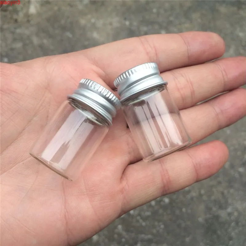 22*35*14mm 6ml Mini Glass Bottles With Aluminium Screw Cap Empty Small Wishing Bottle Vials Jars 100pcslothigh qualtity