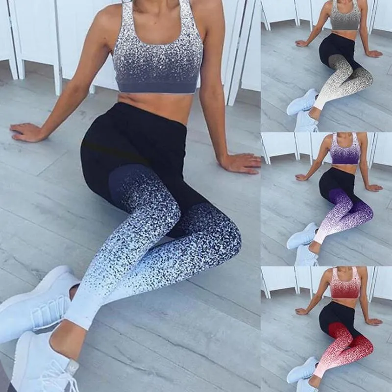 Yoga Wear Sport-BH Fitness Laufhose Trainingskleidung für Workout-Set Yoga-Anzug Sportbekleidung für Frauen Gym Taille Leggings