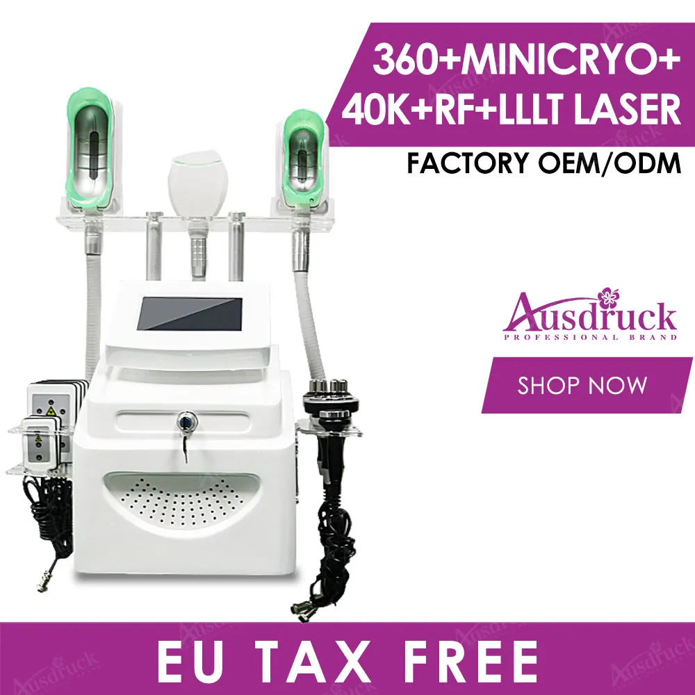 8In1 360 Vikt Reducera Cryotherapy Cold Freeze Cryo Laser Slimming Fat frysning för kroppsskulption Lipolaser 40K Cavitation RF LLLT-maskin