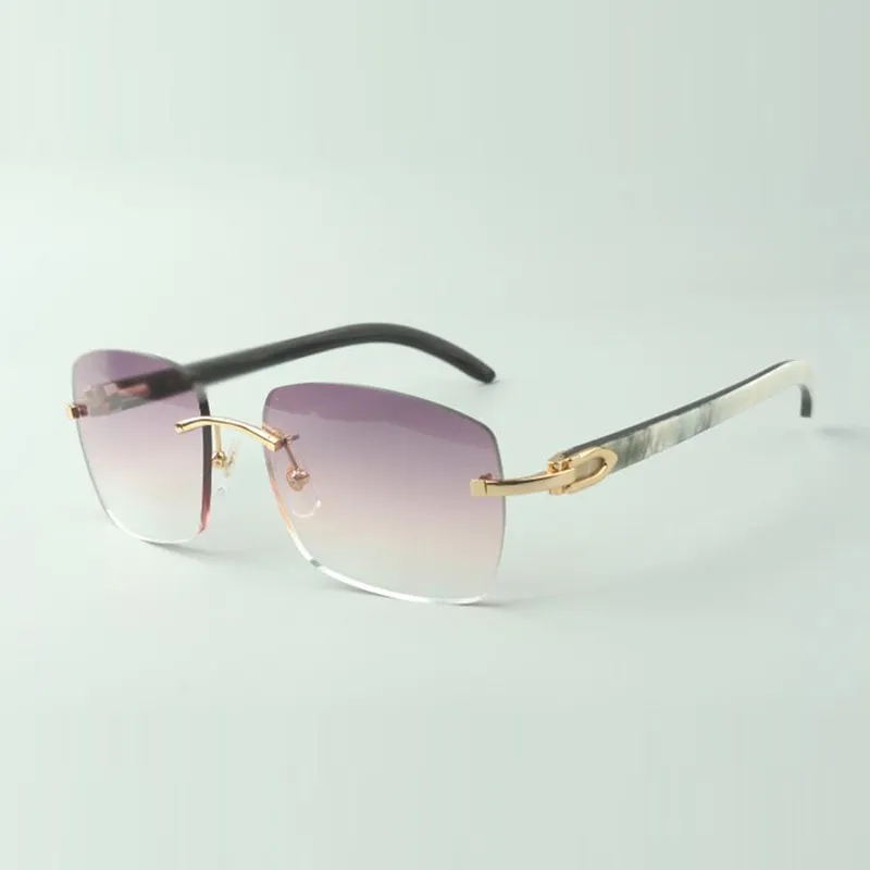 Natural Mixed Buffalo Horn Temple Rimless Sunglasses Mens Classic
