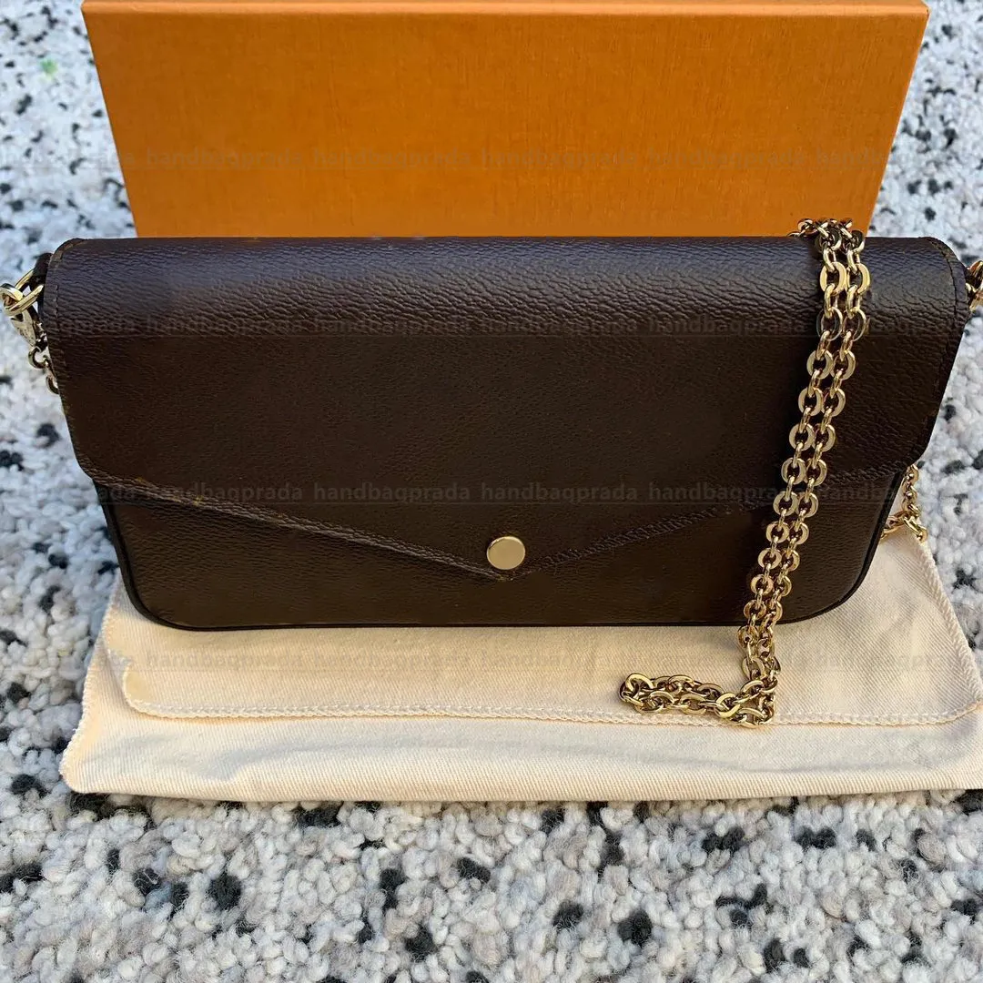 Вечерняя сумка высшего качества из 3 предметов, женская сумка-мессенджер из натуральной кожи, оригинальная коробка от известных дизайнеров роскоши POCHETTE FeLICIE Sho2535