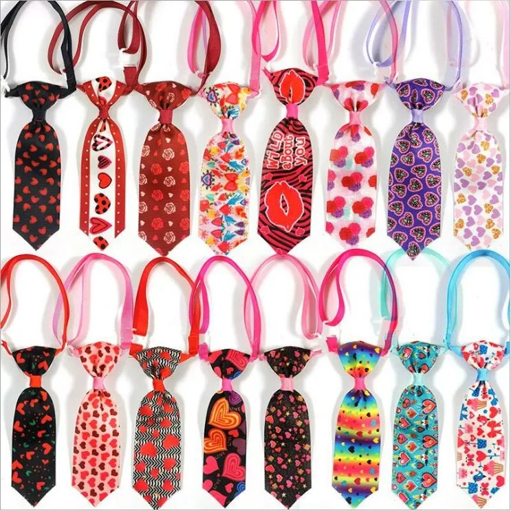 50 Bilder/Set, 16 Farben, Valentinstag-Krawatte für Haustiere, Fliege, Katze, Hund, Liebe, verstellbar, kleiner Krawattenkragen, dekorative Farbe, zufällige Auswahl