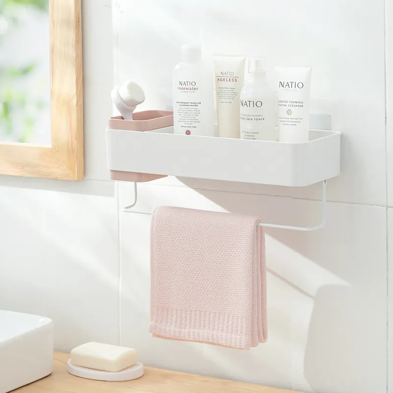 가정용 제품 욕실 랙 욕실 벽 매달려 마법 붙여 넣기 비 천공 된 목욕 제품 저장 상자
