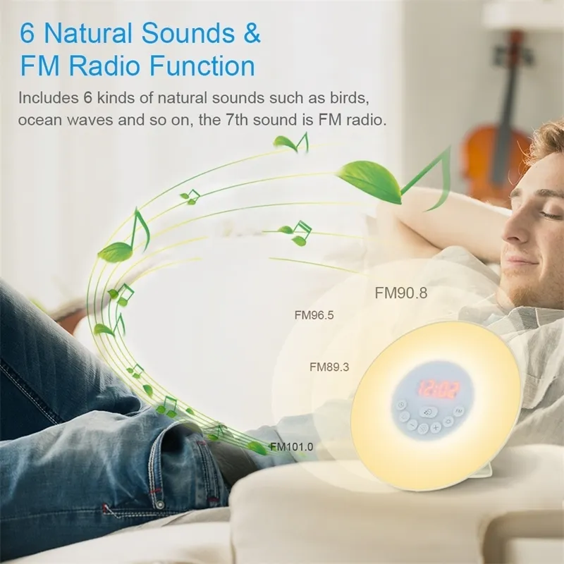 Digital Alarm Clock Wake Up Light Table LED Lamp Electronic Clock Despertador Sunrise Sunset Alarm Snooze Clocks FM Radio Desk LJ201204 From Cong08 37.64 DHgate.Com