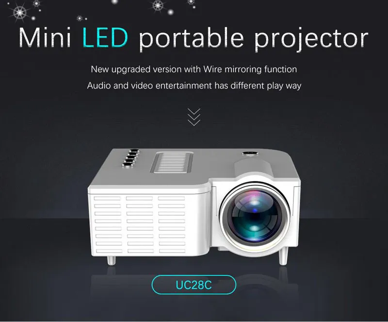 Originele Unic UC28C Mini LED-projector Draagbare Pocket Projectors Multi-Media Player Home Theatre-game Ondersteunt 10-60inch USB TF Beamer MQ15