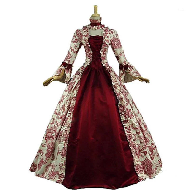 Latest S-5XL Woman Vintage Medieval Dress Party Elegant Princess Costumes Victorian Bell Sleeve Floral Evening Dresses1