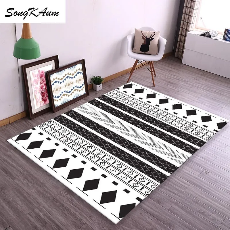 SongKAum Geometria creativa Grandi tappeti Europeo semplice Tatami antiscivolo Tappetini personalizzabili Camera da letto Home Lving Room Rug 201214