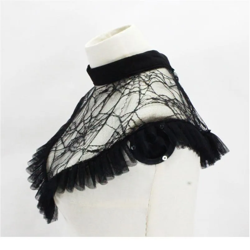 Spider Web Style Falso Collar Net Malha Ruffles Lace Destacável Colar Gargantilha Y5GC SP JLLFGD